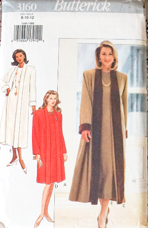 Vintage Butterick 3160 Pattern Miss/Misses Petite Coat & Dress Pattern Sz 8, 10, 12  Uncut
